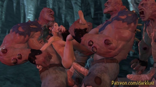 Gangbang adventure for hot Lara Croft [2020,Face Fucking,Double Penetration,Animation]