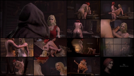 Futanari Triss x 2 busty females - Corruption of the Lodge - The Golden Grain